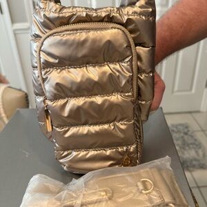 NWT Wanderfull Puffer Crossbody Bag - Shiny Champagne w/ Strap